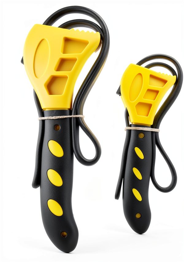 QWORK Adjustable Strap Wrench Set 24in & 19.7in Rubber Belt Tool-1