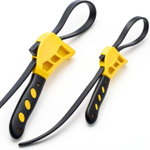 QWORK Adjustable Strap Wrench Set 24in & 19.7in Rubber Belt Tool-0