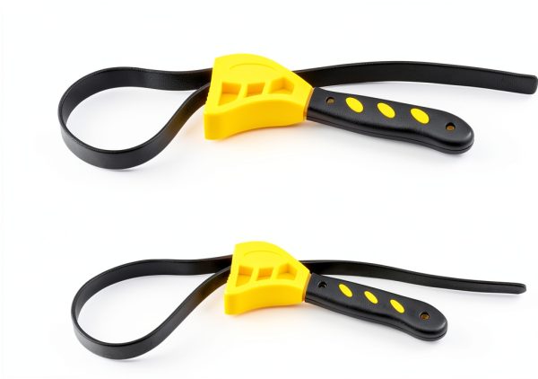 QWORK Adjustable Strap Wrench Set 24in & 19.7in Rubber Belt Tool-5