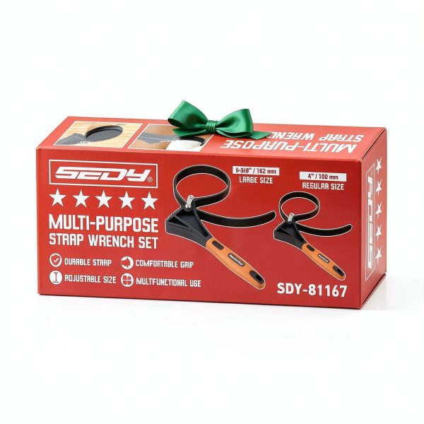 Adjustable Rubber Strap Wrench SEDY 2 Piece Set Orange 4 to 6 Inch-7