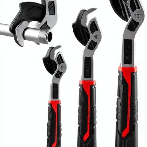 Pipe Wrench Set Rhevosil 3-Piece Chrome Vanadium Wrench 6-8-10 Inch-0