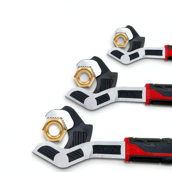Pipe Wrench Set Rhevosil 3-Piece Chrome Vanadium Wrench 6-8-10 Inch-2