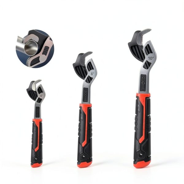 Pipe Wrench Set Rhevosil 3-Piece Chrome Vanadium Wrench 6-8-10 Inch-7