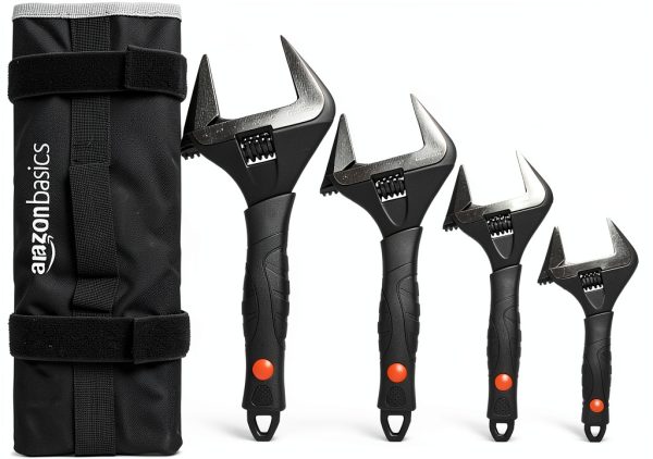 Adjustable Wrench Amazon Basics 4-Piece Soft Grip Wide Mouth 6-12 Inch-0